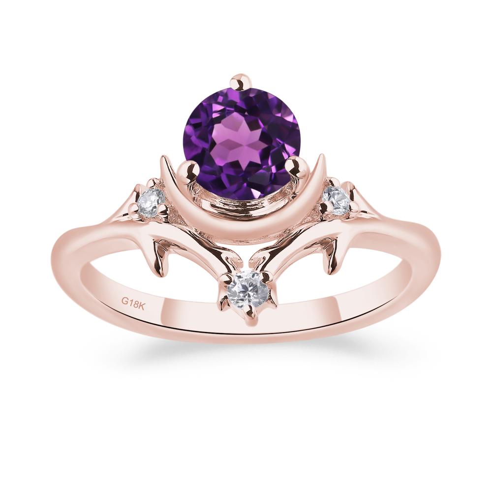 Moon and Back Amethyst Ring - LUO Jewelry #metal_18k rose gold