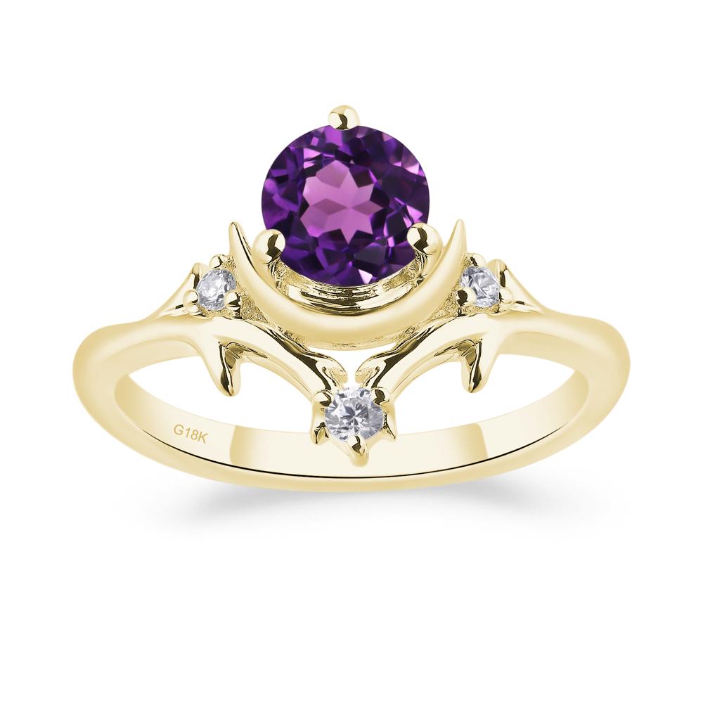 Moon and Back Amethyst Ring - LUO Jewelry #metal_18k yellow gold
