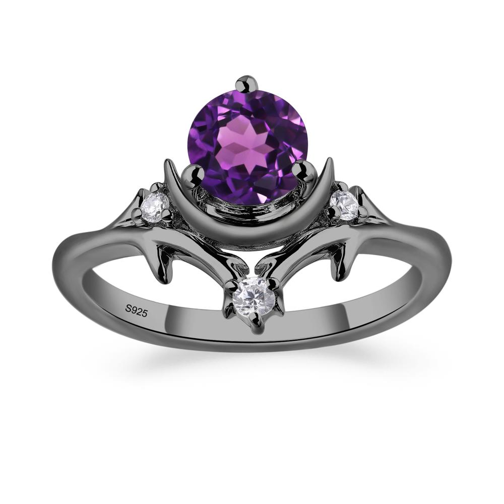 Moon and Back Amethyst Ring - LUO Jewelry #metal_black finish sterling silver