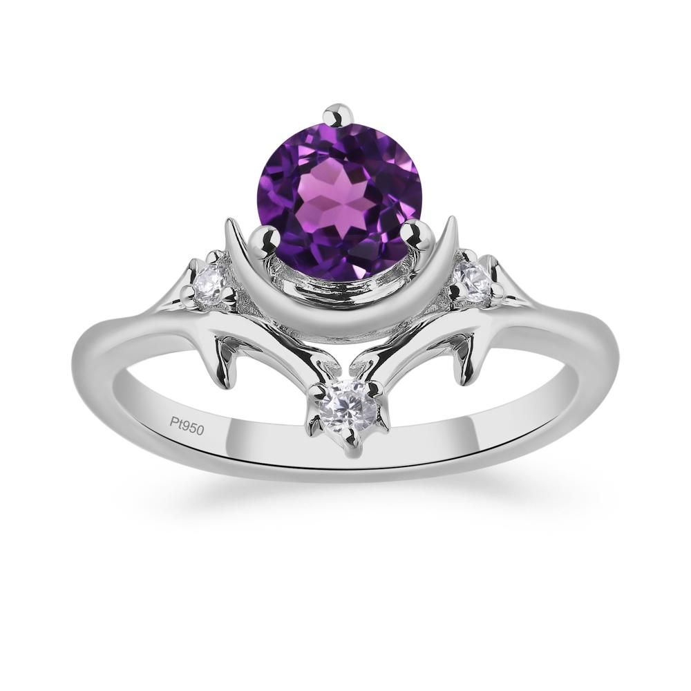 Moon and Back Amethyst Ring - LUO Jewelry #metal_platinum