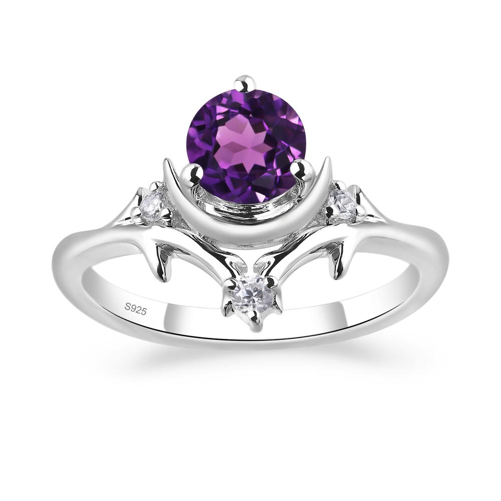 Moon and Back Amethyst Ring - LUO Jewelry #metal_sterling silver