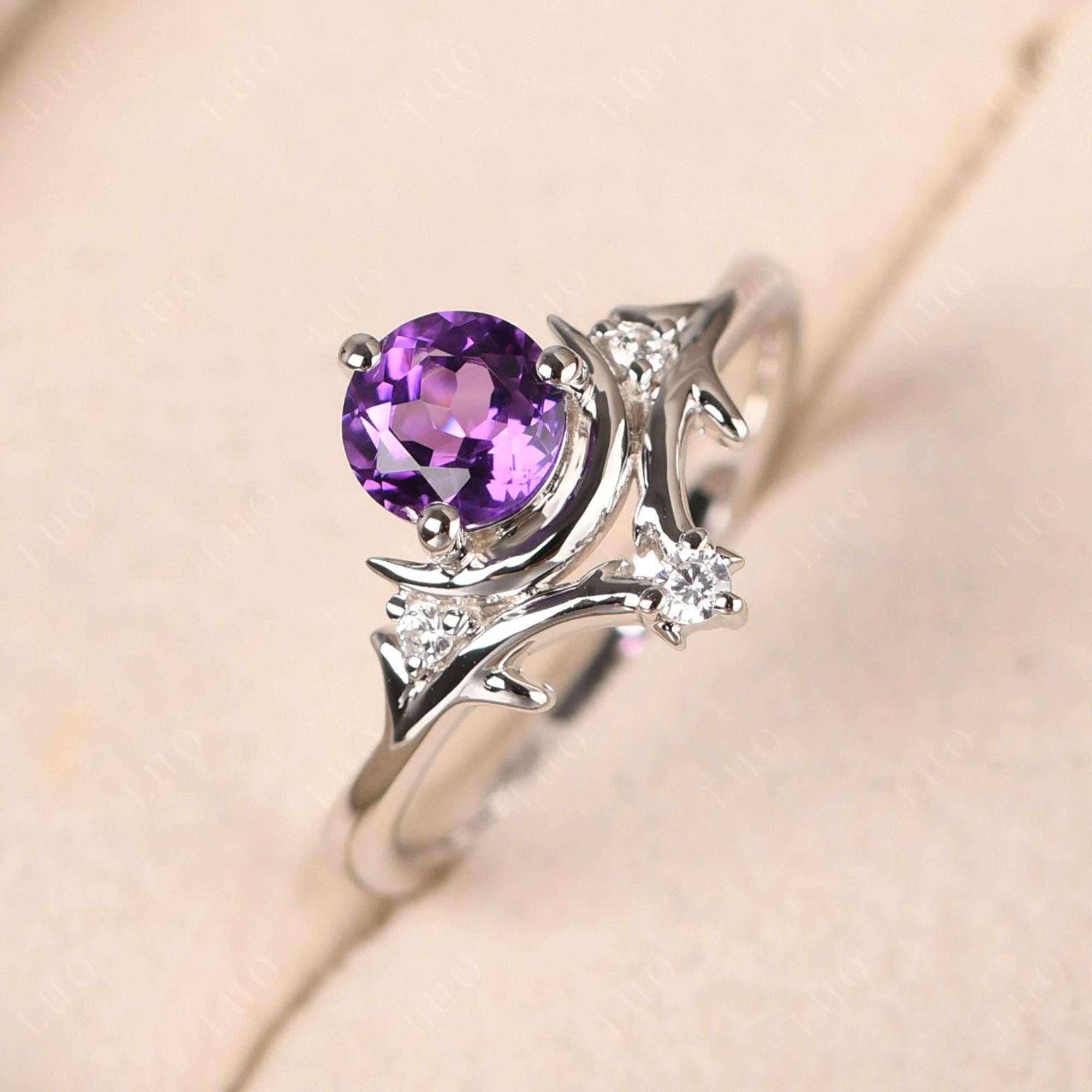Moon and Back Amethyst Ring - LUO Jewelry