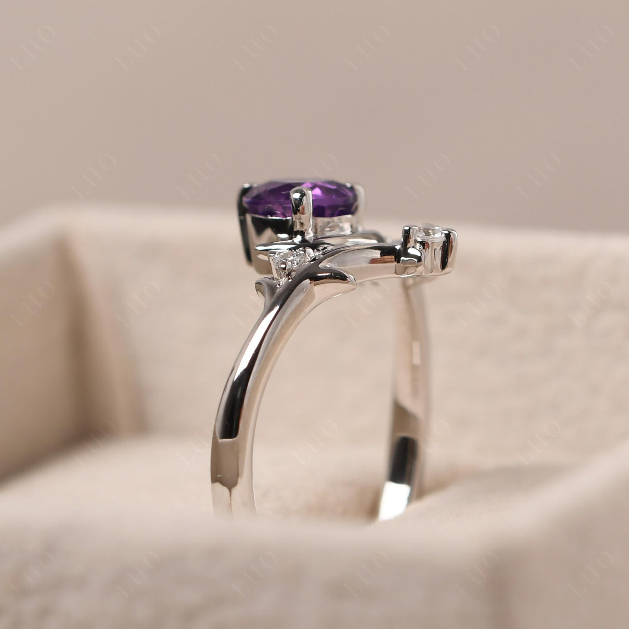 Moon and Back Amethyst Ring - LUO Jewelry