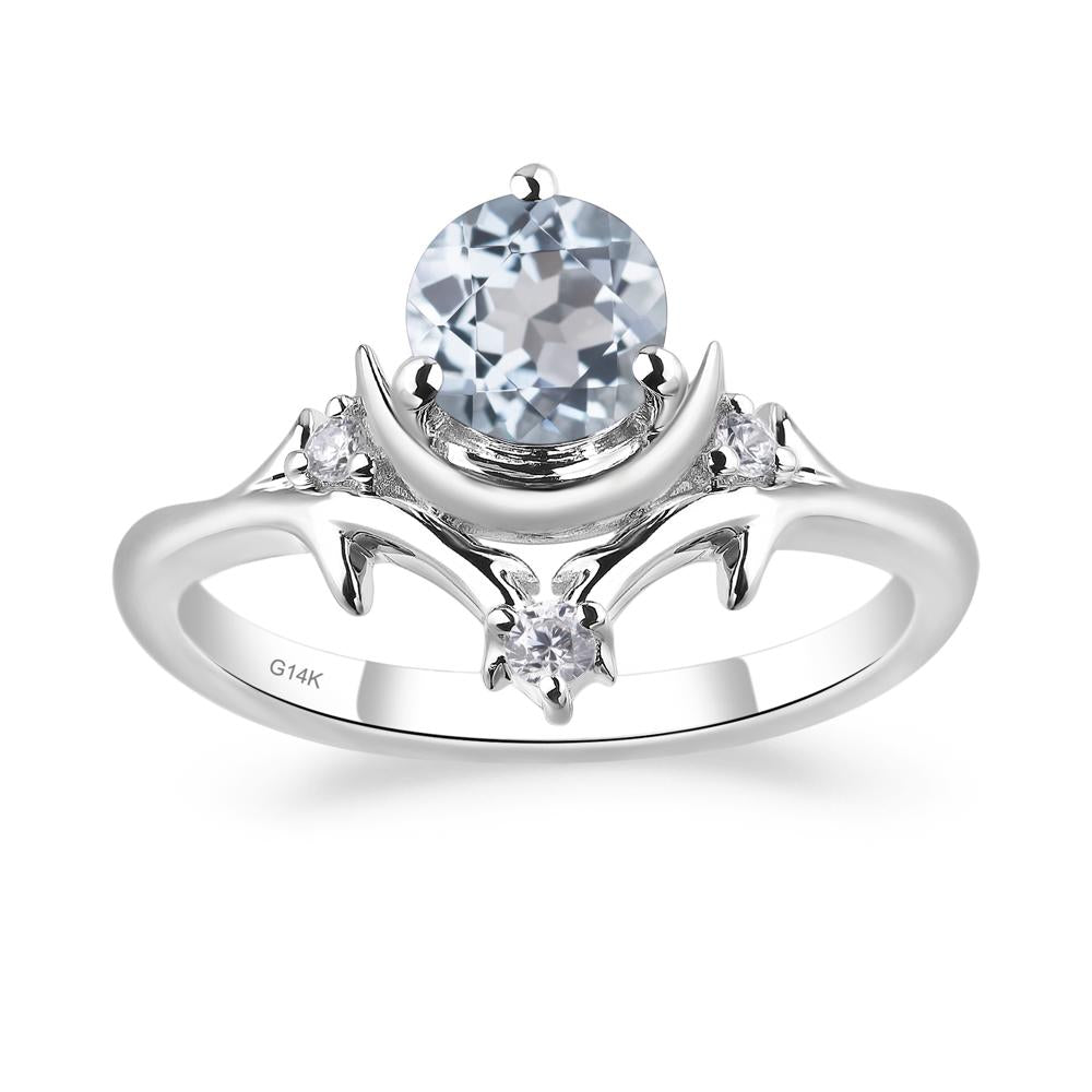 Moon and Back Aquamarine Ring - LUO Jewelry #metal_14k white gold