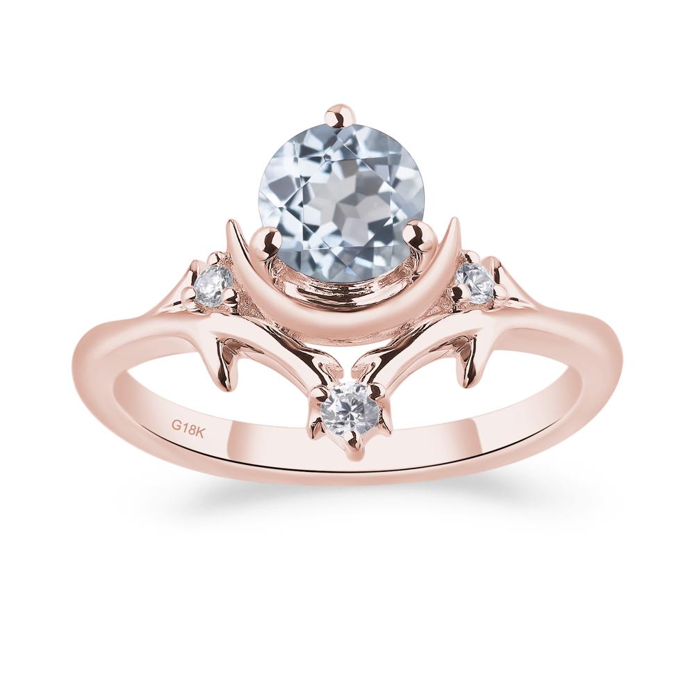 Moon and Back Aquamarine Ring - LUO Jewelry #metal_18k rose gold