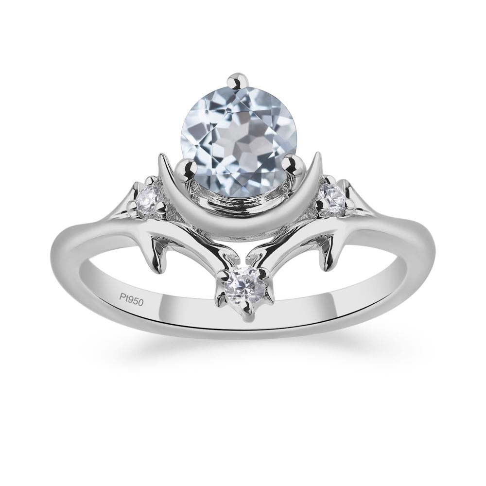 Moon and Back Aquamarine Ring - LUO Jewelry #metal_platinum