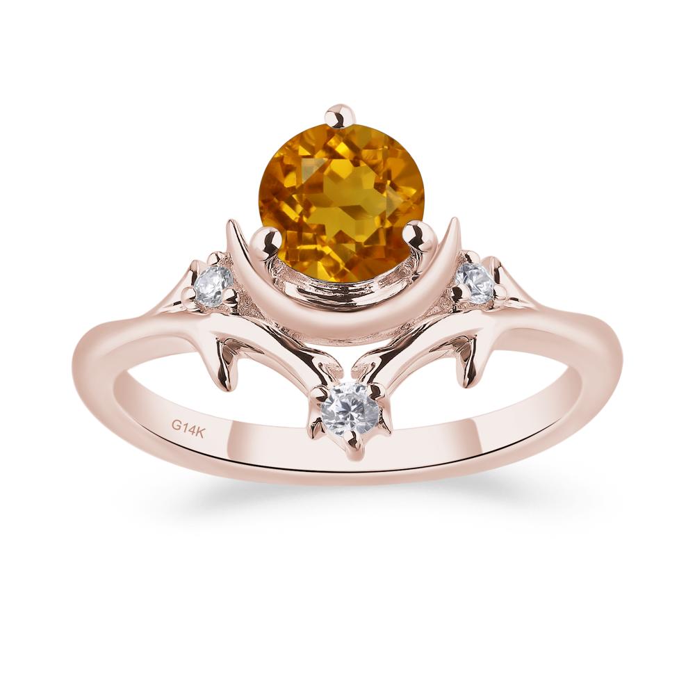 Moon and Back Citrine Ring - LUO Jewelry #metal_14k rose gold