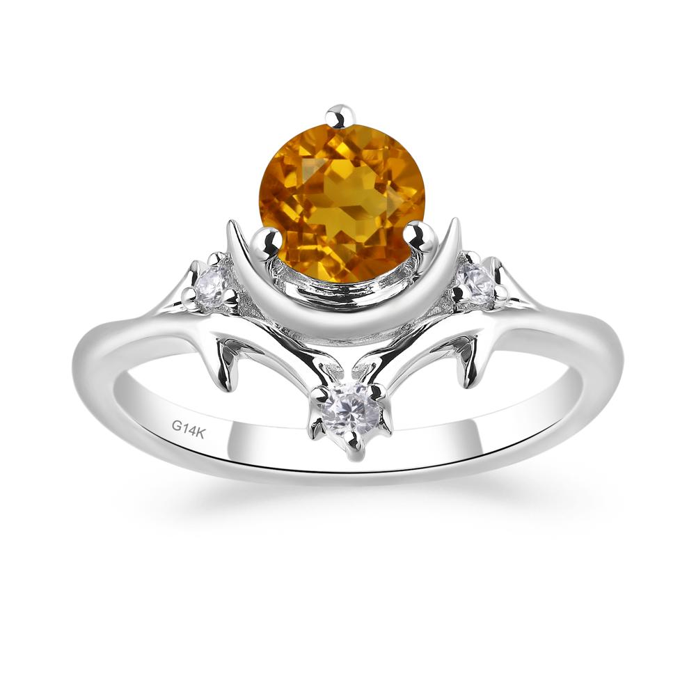 Moon and Back Citrine Ring - LUO Jewelry #metal_14k white gold