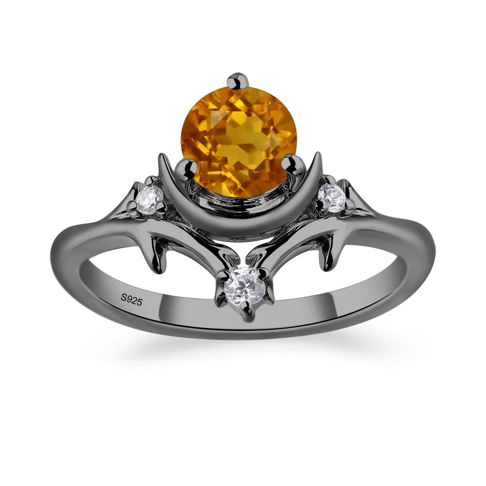 Moon and Back Citrine Ring - LUO Jewelry #metal_black finish sterling silver