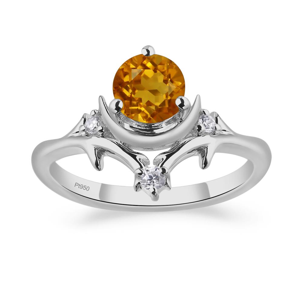 Moon and Back Citrine Ring - LUO Jewelry #metal_platinum