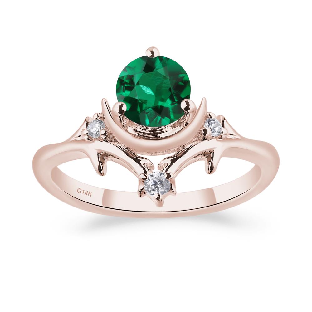 Moon and Back Emerald Ring - LUO Jewelry #metal_14k rose gold