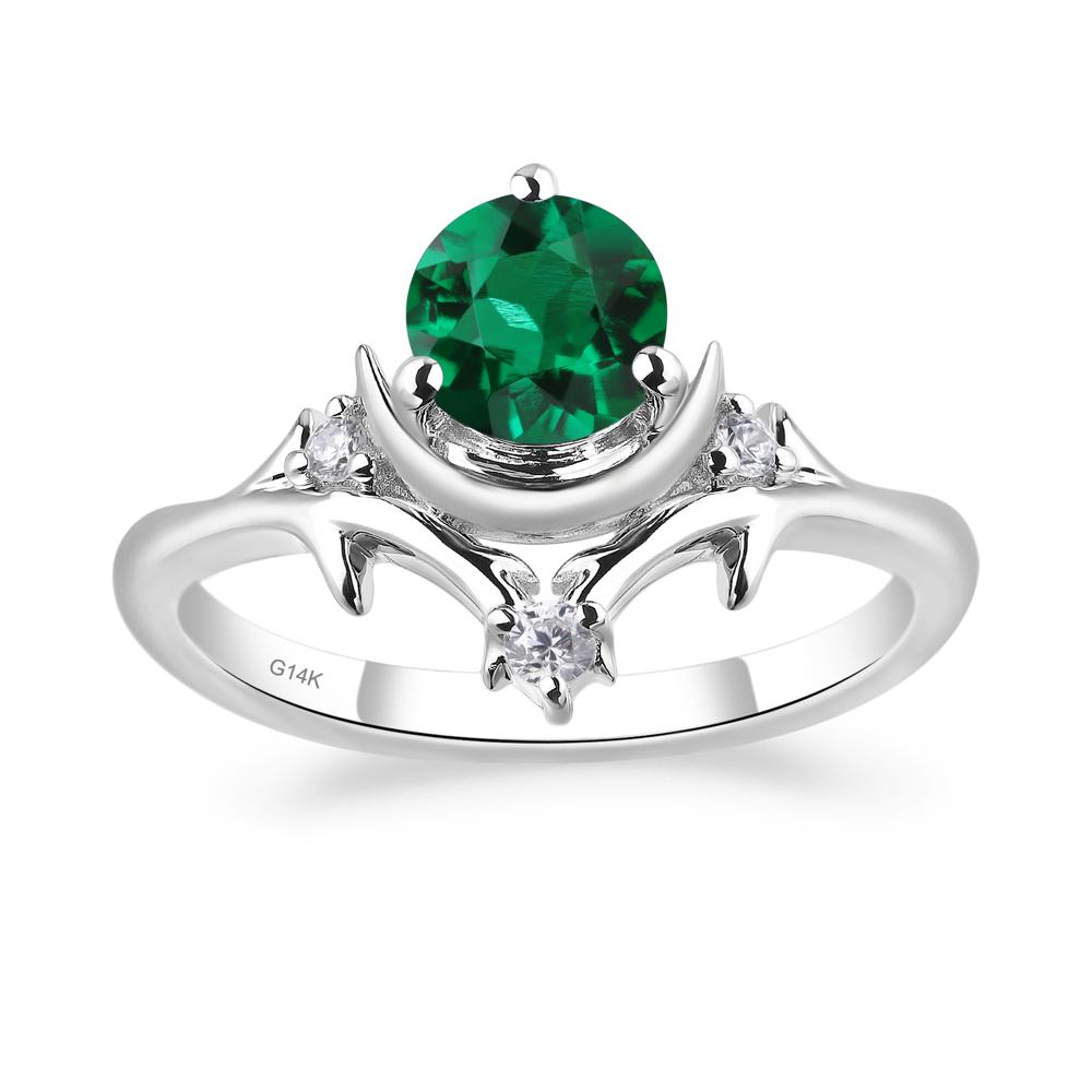 Moon and Back Emerald Ring - LUO Jewelry #metal_14k white gold