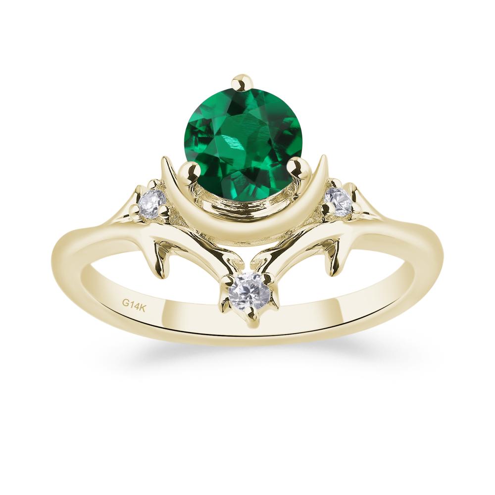 Moon and Back Emerald Ring - LUO Jewelry #metal_14k yellow gold