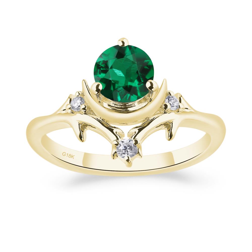 Moon and Back Emerald Ring - LUO Jewelry #metal_18k yellow gold