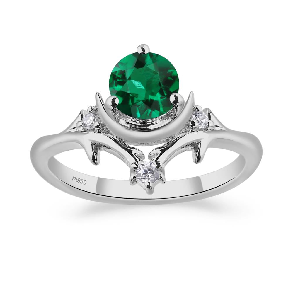 Moon and Back Emerald Ring - LUO Jewelry #metal_platinum