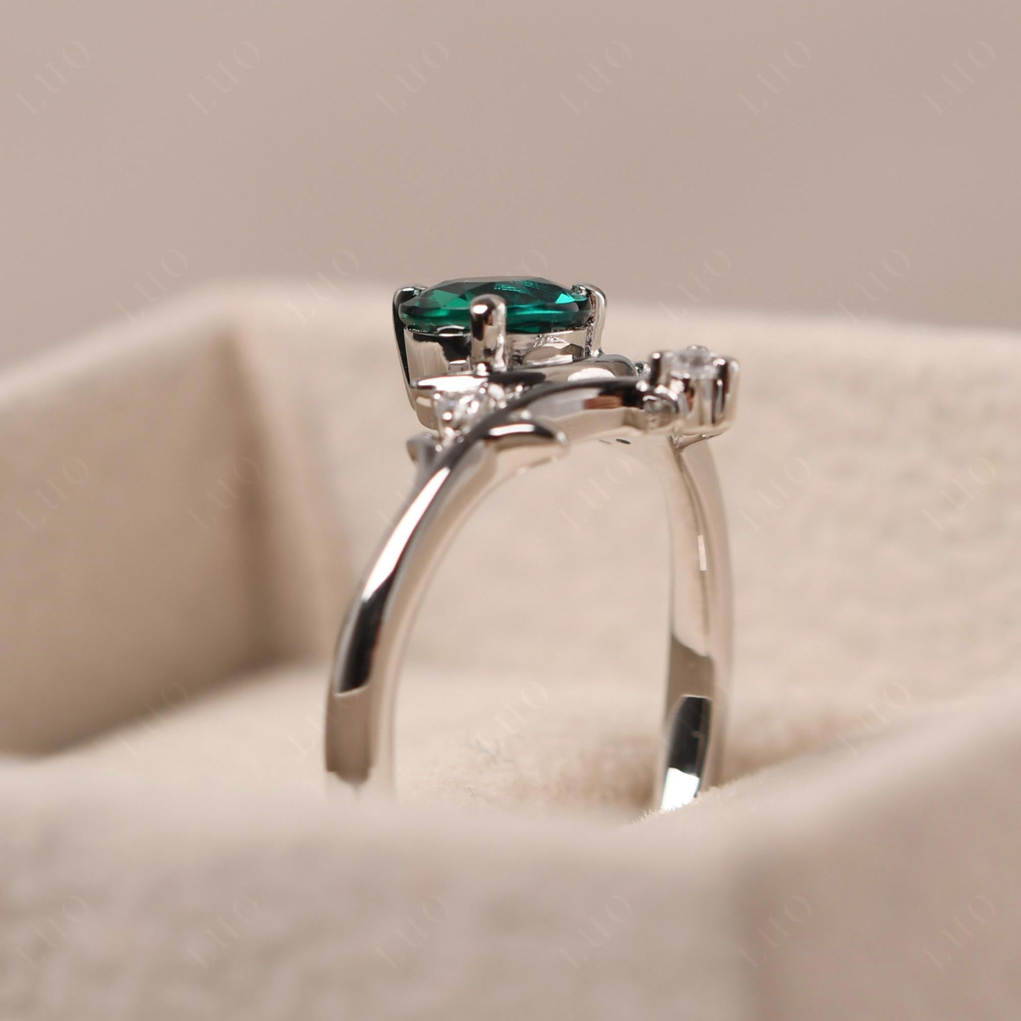 Moon and Back Emerald Ring - LUO Jewelry