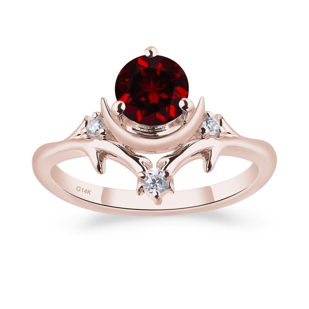 Moon and Back Garnet Ring - LUO Jewelry #metal_14k rose gold