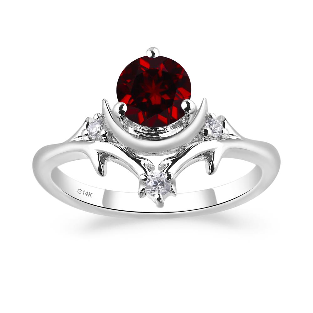 Moon and Back Garnet Ring - LUO Jewelry #metal_14k white gold