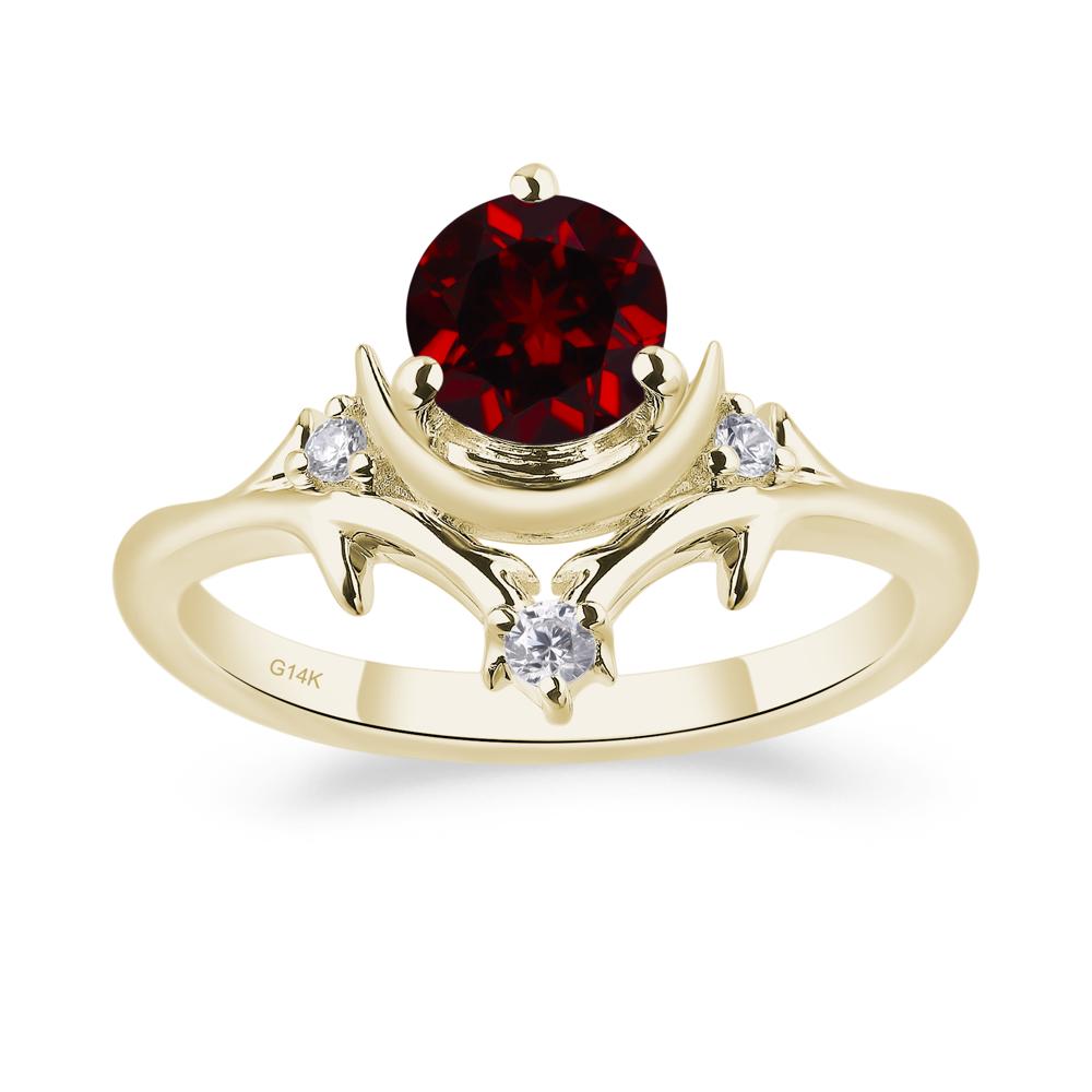 Moon and Back Garnet Ring - LUO Jewelry #metal_14k yellow gold