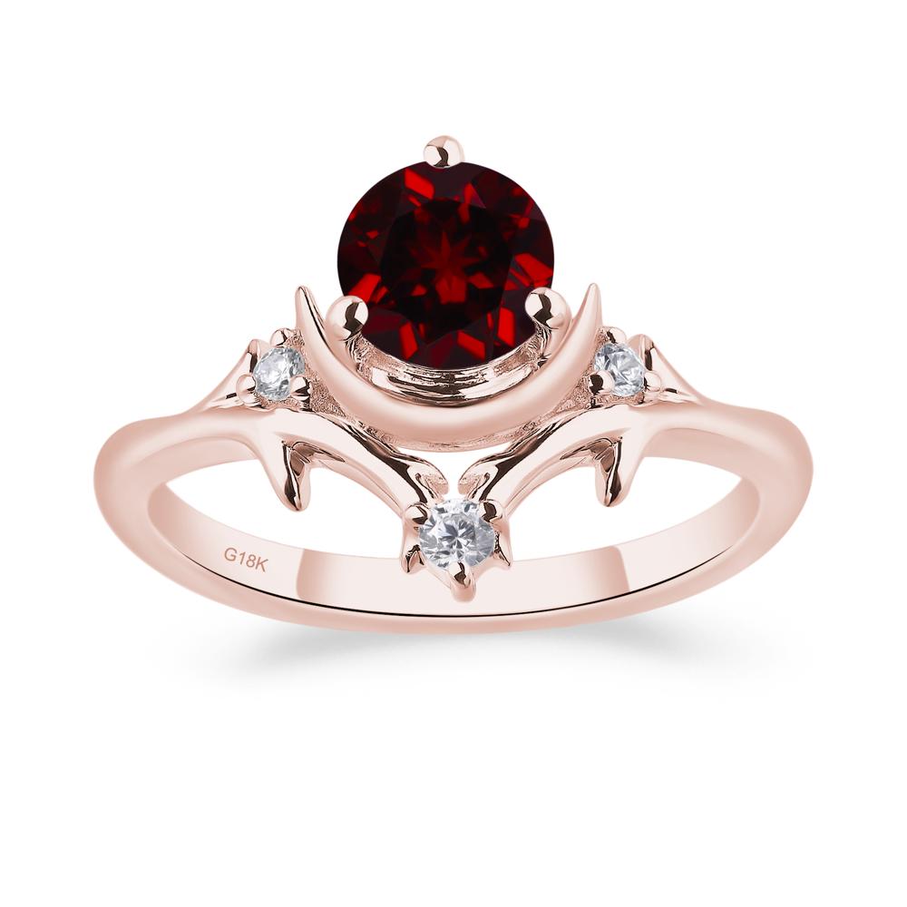 Moon and Back Garnet Ring - LUO Jewelry #metal_18k rose gold