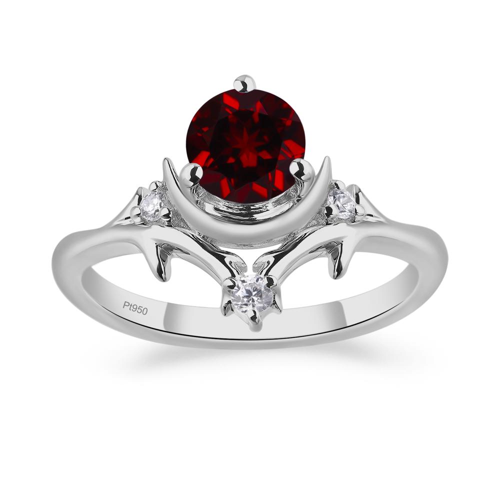 Moon and Back Garnet Ring - LUO Jewelry #metal_platinum