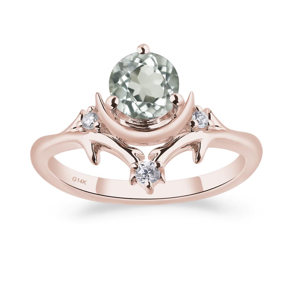 Moon and Back Green Amethyst Ring - LUO Jewelry #metal_14k rose gold