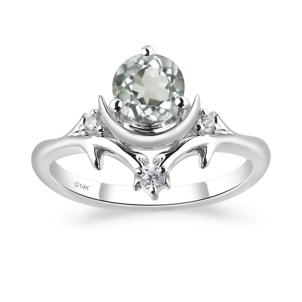 Moon and Back Green Amethyst Ring - LUO Jewelry #metal_14k white gold