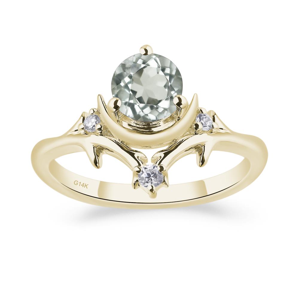 Moon and Back Green Amethyst Ring - LUO Jewelry #metal_14k yellow gold
