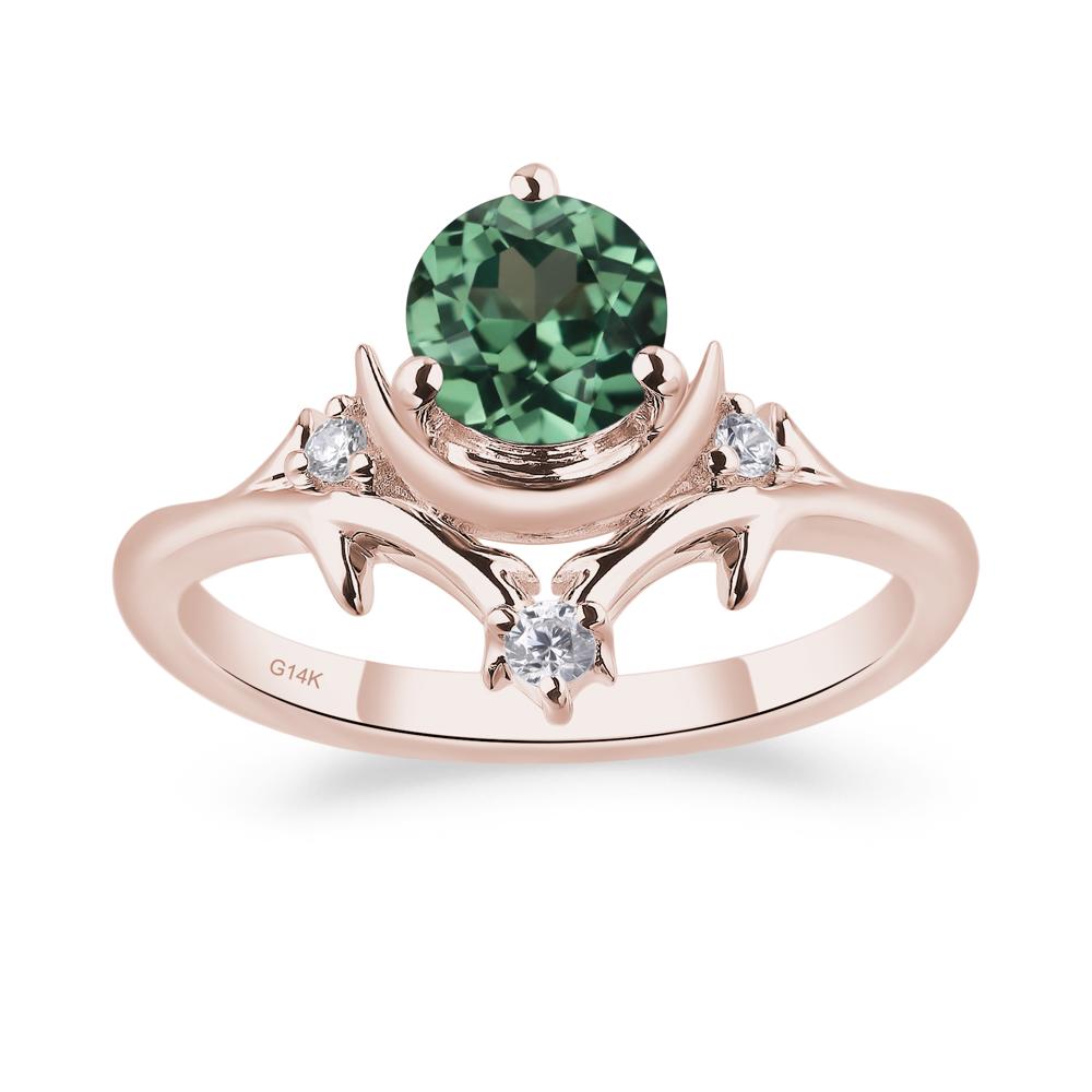 Moon and Back Lab Green Sapphire Ring - LUO Jewelry #metal_14k rose gold