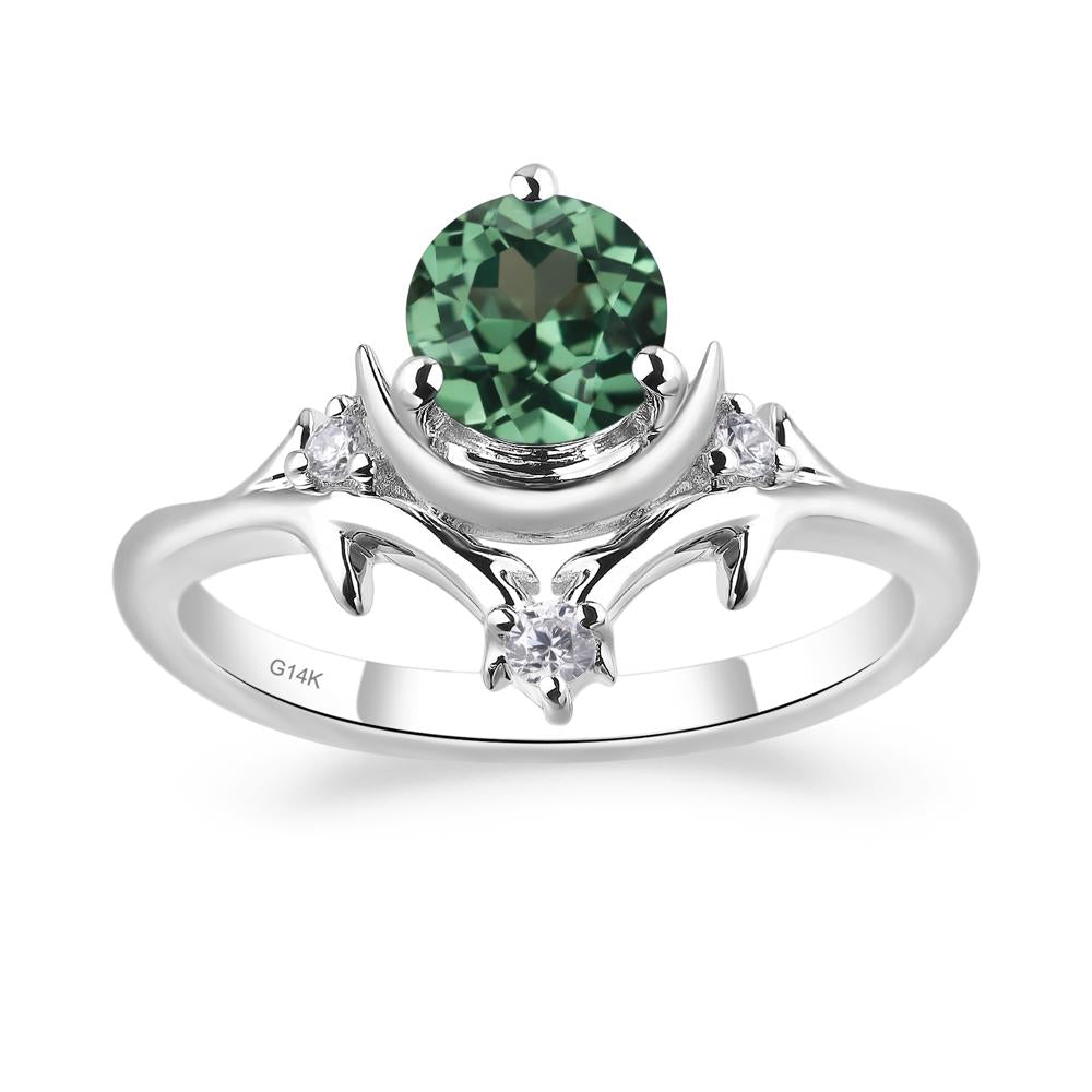 Moon and Back Lab Green Sapphire Ring - LUO Jewelry #metal_14k white gold