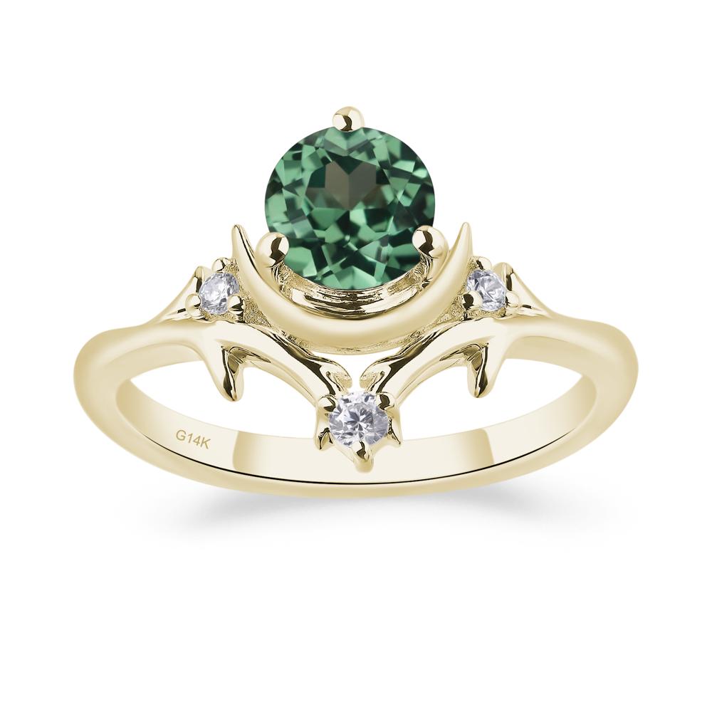 Moon and Back Lab Green Sapphire Ring - LUO Jewelry #metal_14k yellow gold