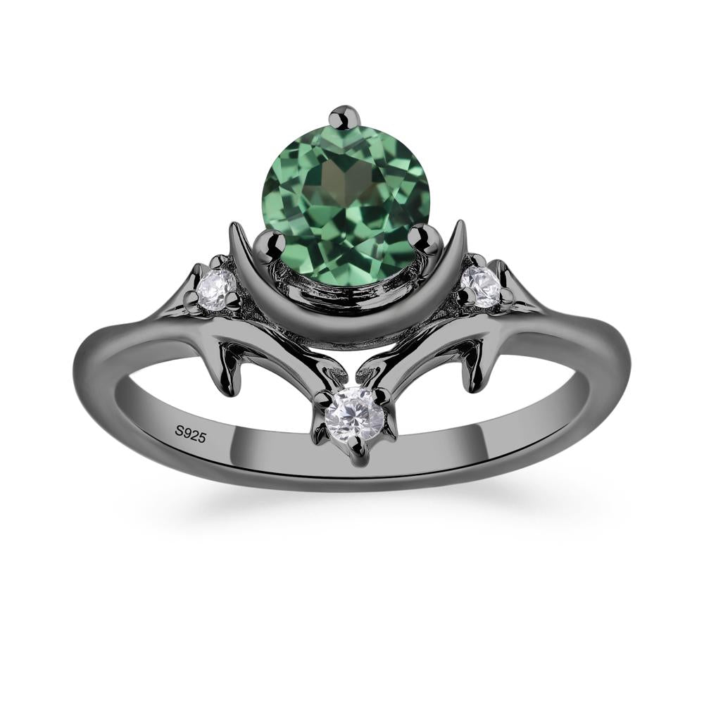 Moon and Back Lab Green Sapphire Ring - LUO Jewelry #metal_black finish sterling silver