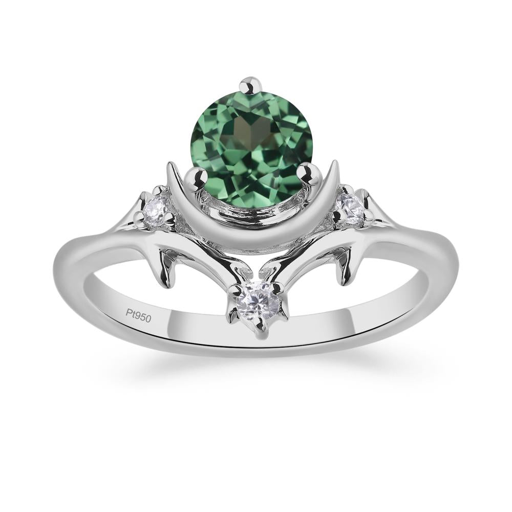 Moon and Back Lab Green Sapphire Ring - LUO Jewelry #metal_platinum