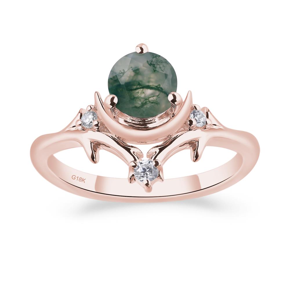 Moon and Back Moss Agate Ring - LUO Jewelry #metal_18k rose gold