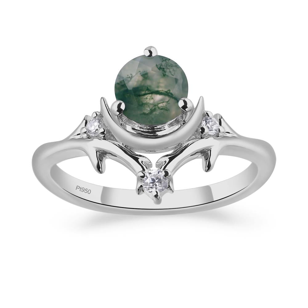 Moon and Back Moss Agate Ring - LUO Jewelry #metal_platinum