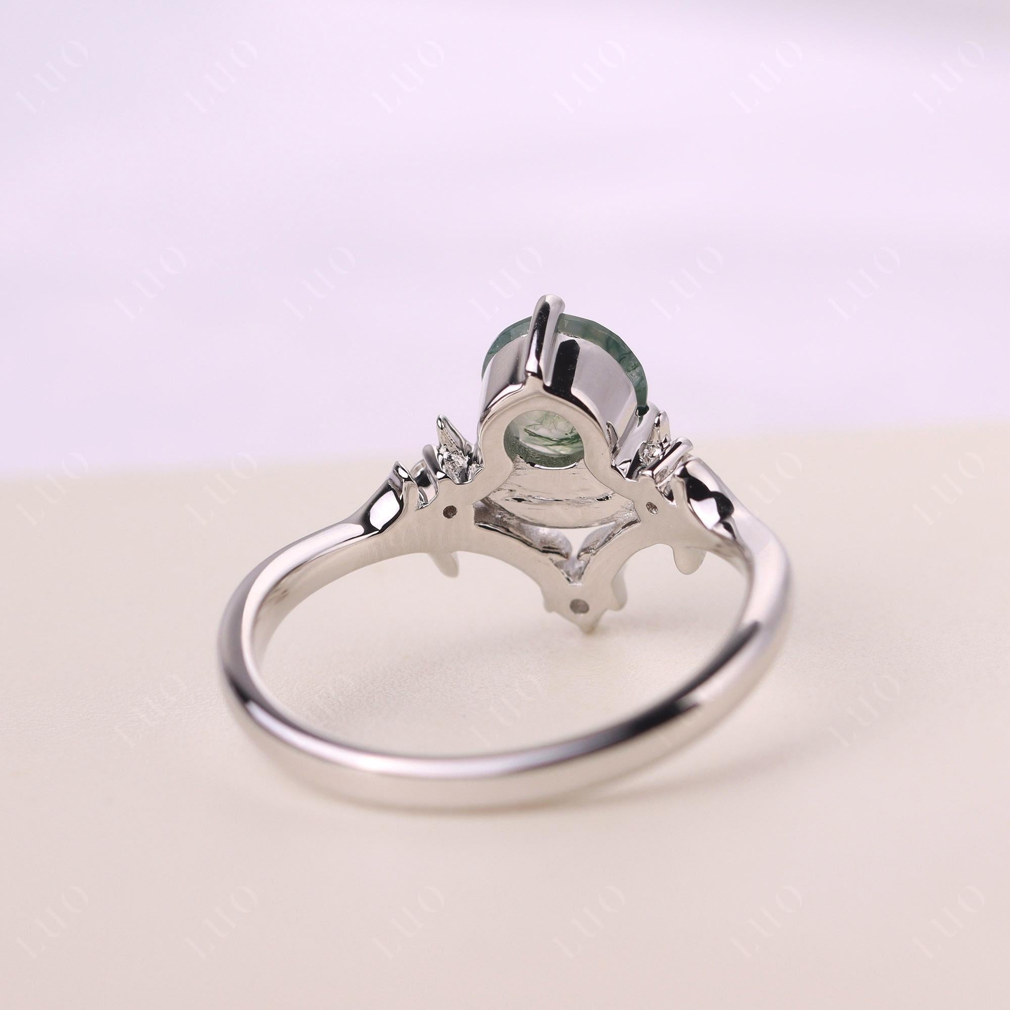 Moon and Back Moss Agate Ring - LUO Jewelry