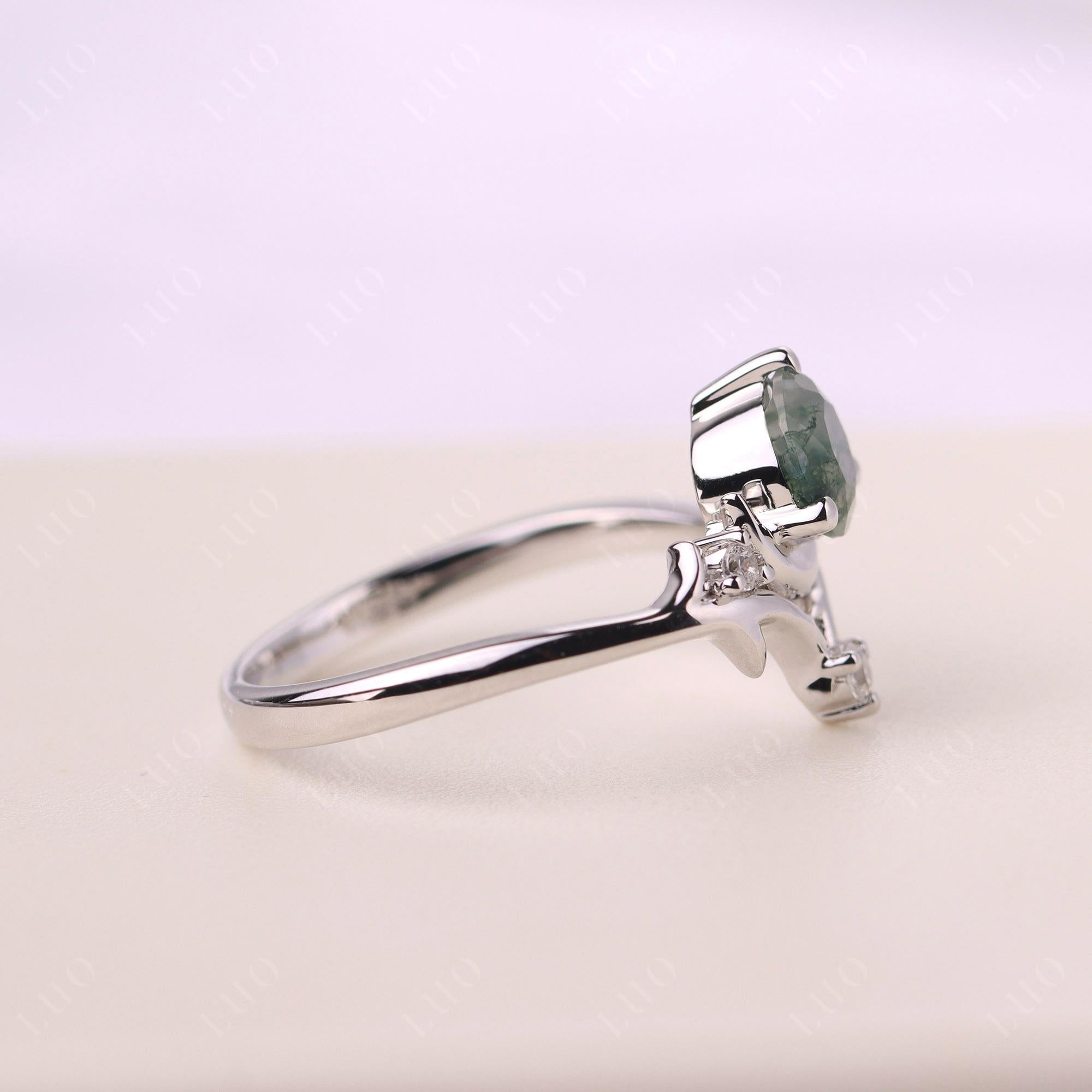 Moon and Back Moss Agate Ring - LUO Jewelry