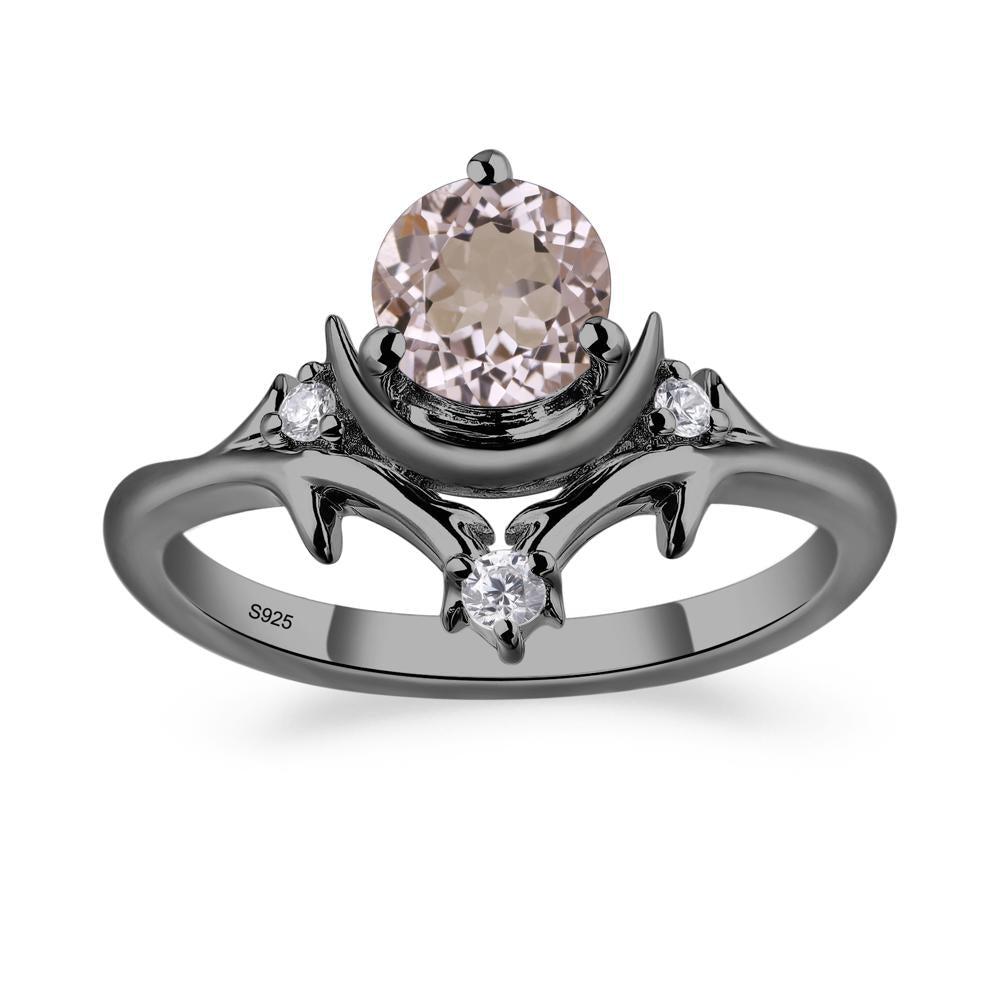 Moon and Back Morganite Ring - LUO Jewelry #metal_black finish sterling silver