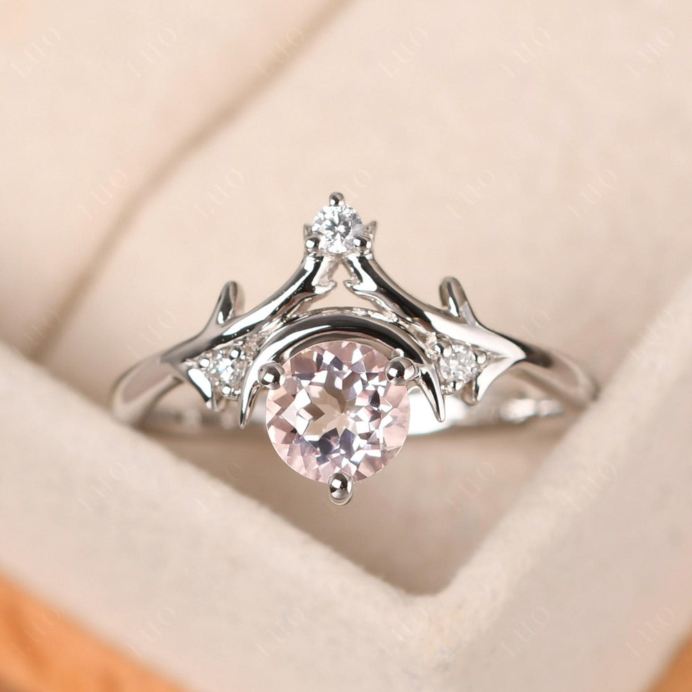 Round Shaped Dainty Morganite Ring - LUO Jewelry