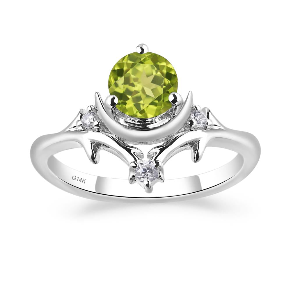 Moon and Back Peridot Ring - LUO Jewelry #metal_14k white gold