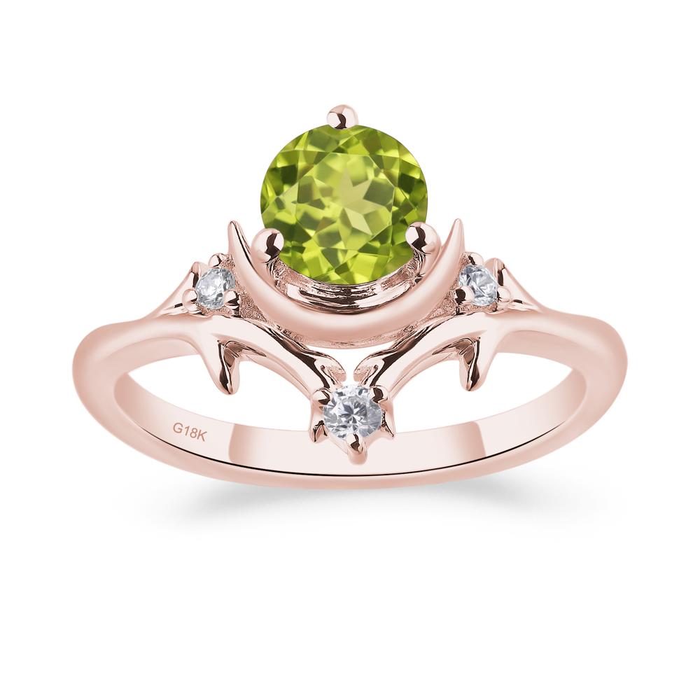 Moon and Back Peridot Ring - LUO Jewelry #metal_18k rose gold