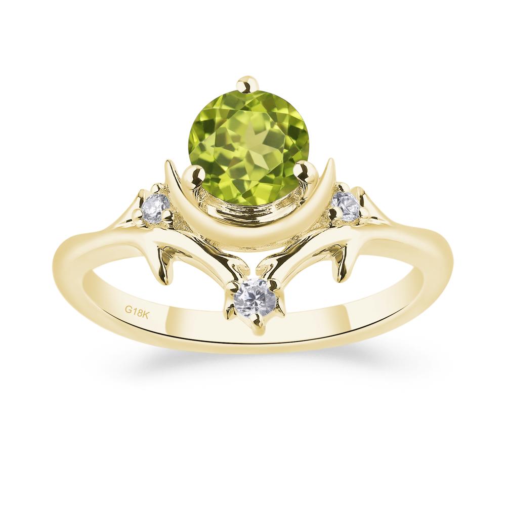 Moon and Back Peridot Ring - LUO Jewelry #metal_18k yellow gold