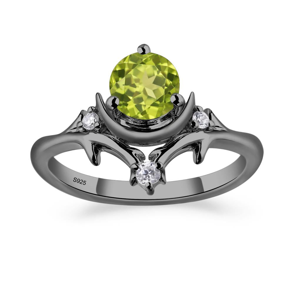 Moon and Back Peridot Ring - LUO Jewelry #metal_black finish sterling silver