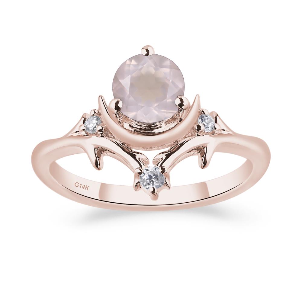 Moon and Back Rose Quartz Ring - LUO Jewelry #metal_14k rose gold