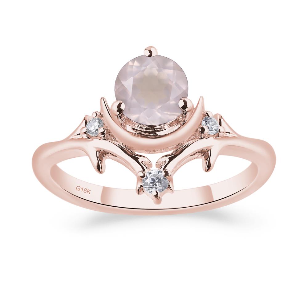 Moon and Back Rose Quartz Ring - LUO Jewelry #metal_18k rose gold