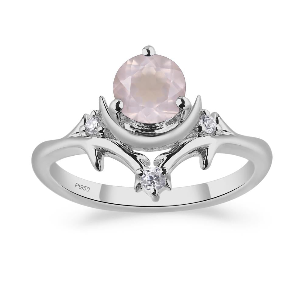 Moon and Back Rose Quartz Ring - LUO Jewelry #metal_platinum