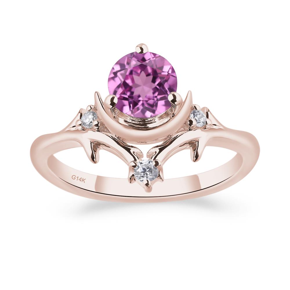 Moon and Back Pink Sapphire Ring - LUO Jewelry #metal_14k rose gold