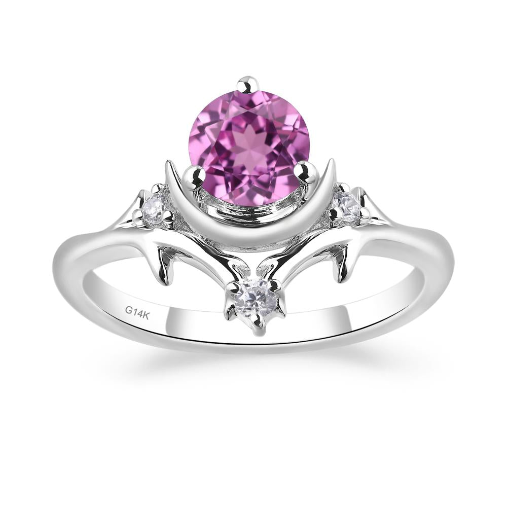 Moon and Back Pink Sapphire Ring - LUO Jewelry #metal_14k white gold