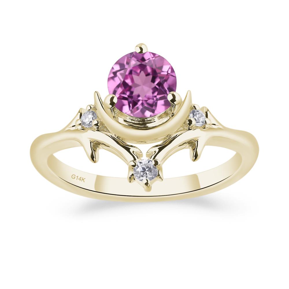 Moon and Back Pink Sapphire Ring - LUO Jewelry #metal_14k yellow gold