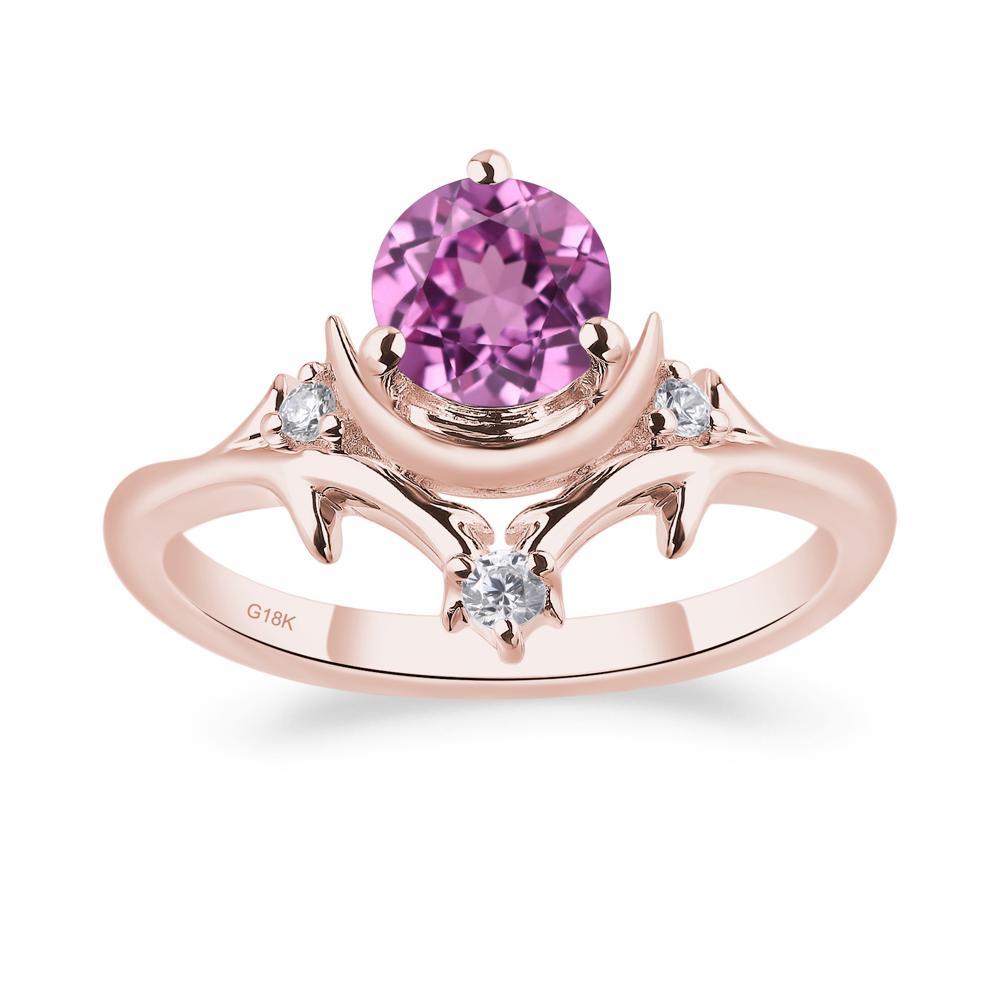 Moon and Back Pink Sapphire Ring - LUO Jewelry #metal_18k rose gold